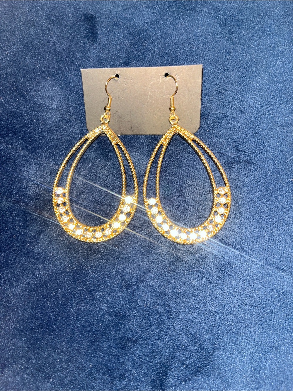 Gold Teardrop Crystal Hoop Earrings - Women Jewelry